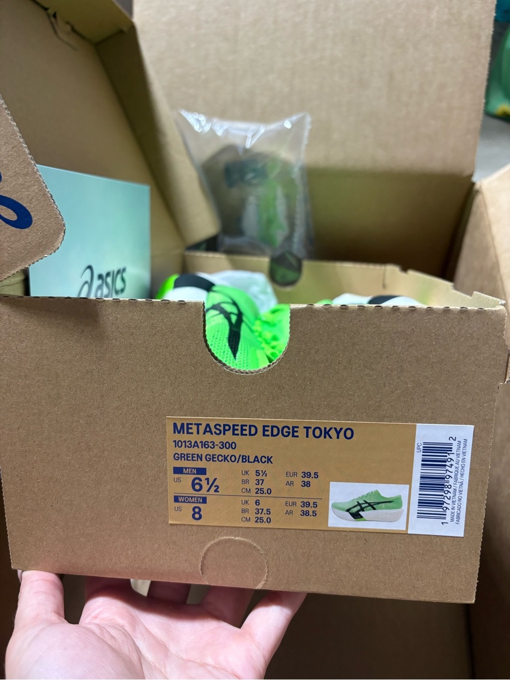 BRAND NEW: ASICS Metaspeed Edge Tokyo Green Gecko/Black Unisex Size 6.5